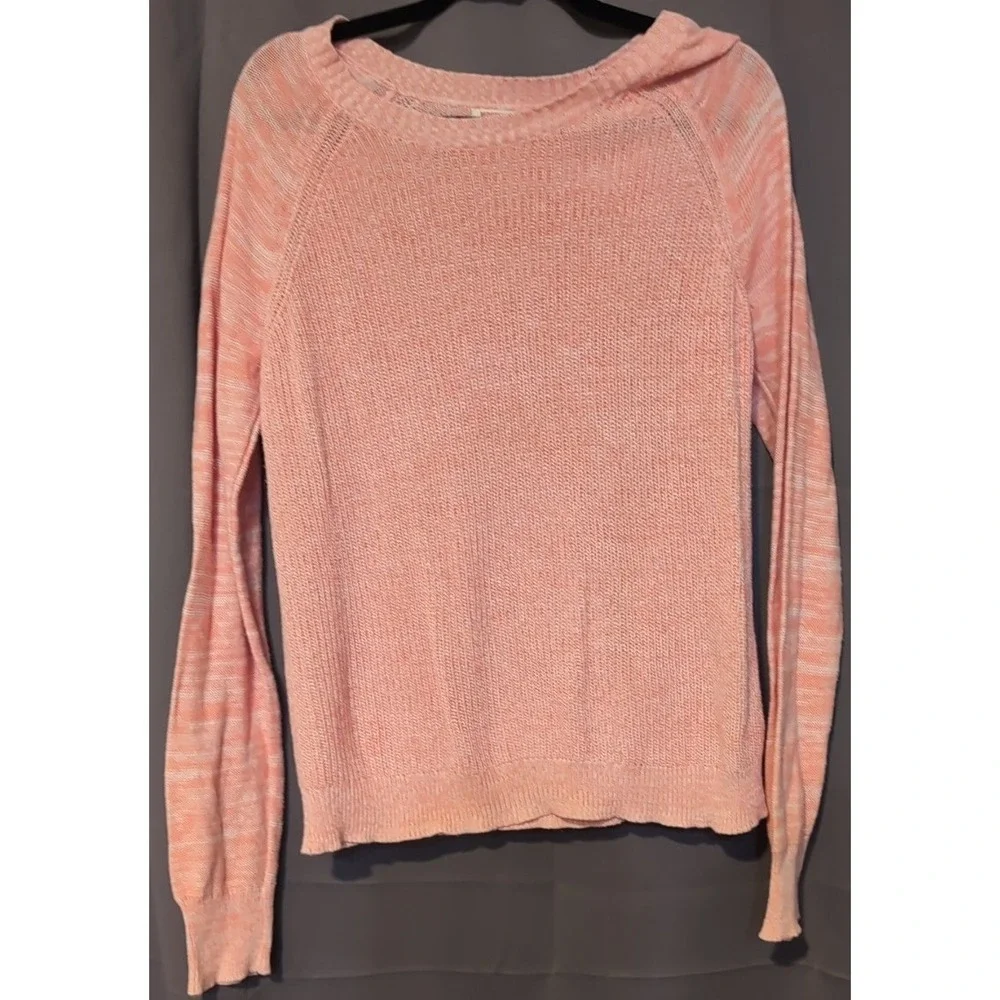 Mossimo Supply Co. Peach Marled 100% Cotton Raglan Knit Sweater, Women's Large